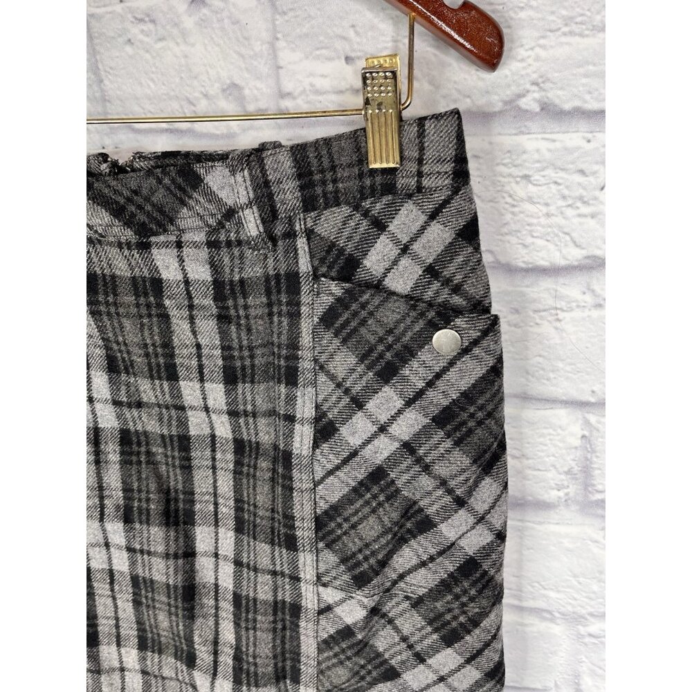 EDDIE BAUER Women's Gray Black Plaid Wool Mini Pencil Skirt Size 6 - Picture 2 of 5